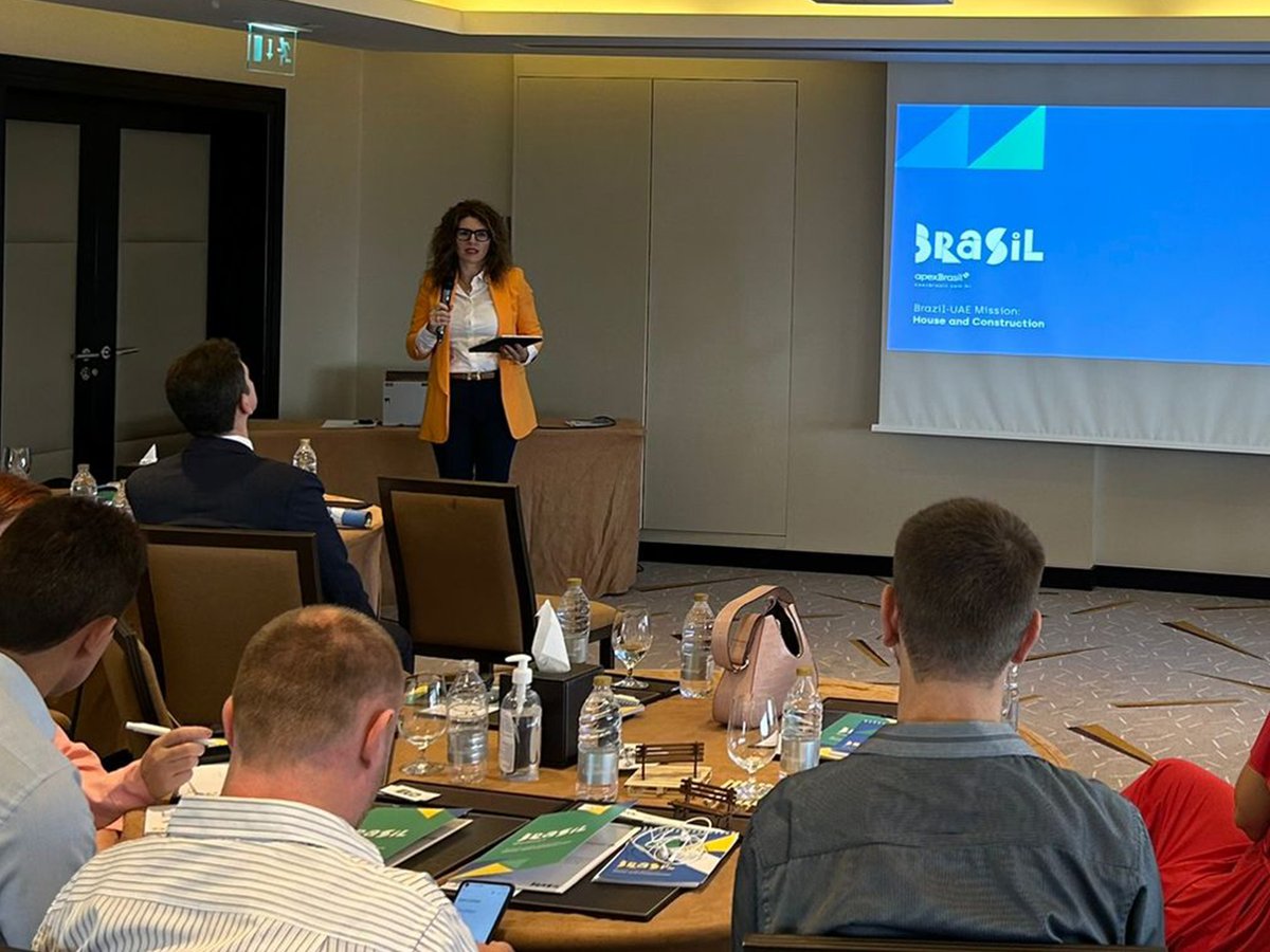 tfibuae's tweet photo. TFIB's Lurdes Eusebio highlighting the development of international businesses at the Middle East House &amp; Construction Sector Seminar.

#TFIB #brasil #internationalbusiness #seminar #middleeast #constructionsector #PBCS #thebig5 https://t.co/R8kM95EsID