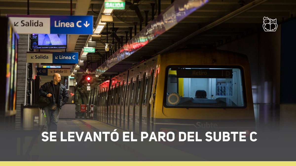 Rivadavia630's tweet photo. Los Metrodelegados decidieron cesar la medida gremial que mantenían desde las 5.30 de la mañana.

Tras 6 horas de servicio interrumpido, el Subte C vuelve a circular lentamente con normalidad. https://t.co/FIRZ72OlvK