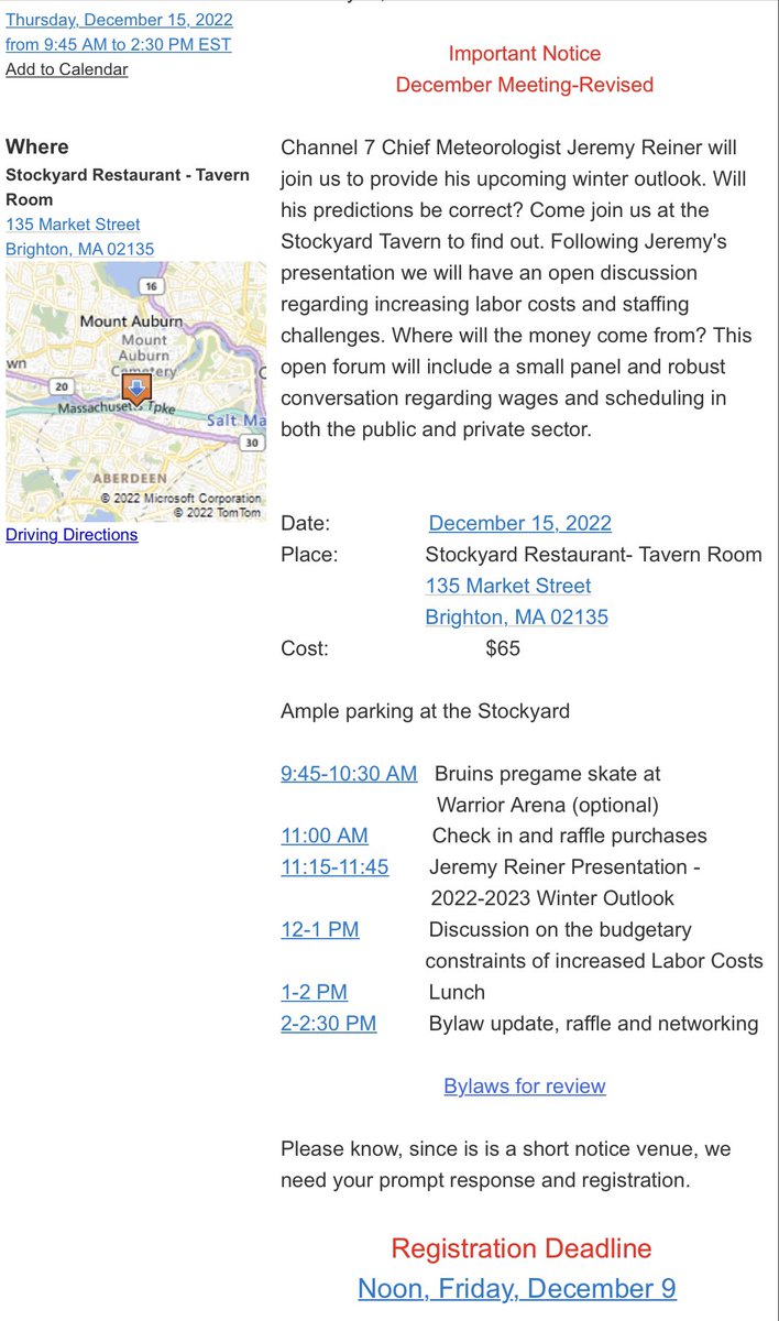 GCSANE Meeting Revised- Come join us in the Tavern Room at the Stockyard to hear Channel 7 Chief Meteorologist Jeremy Reiner’s winter outlook- will he be correct? Thursday December 15th at 11am. Check your inbox or the website to register!