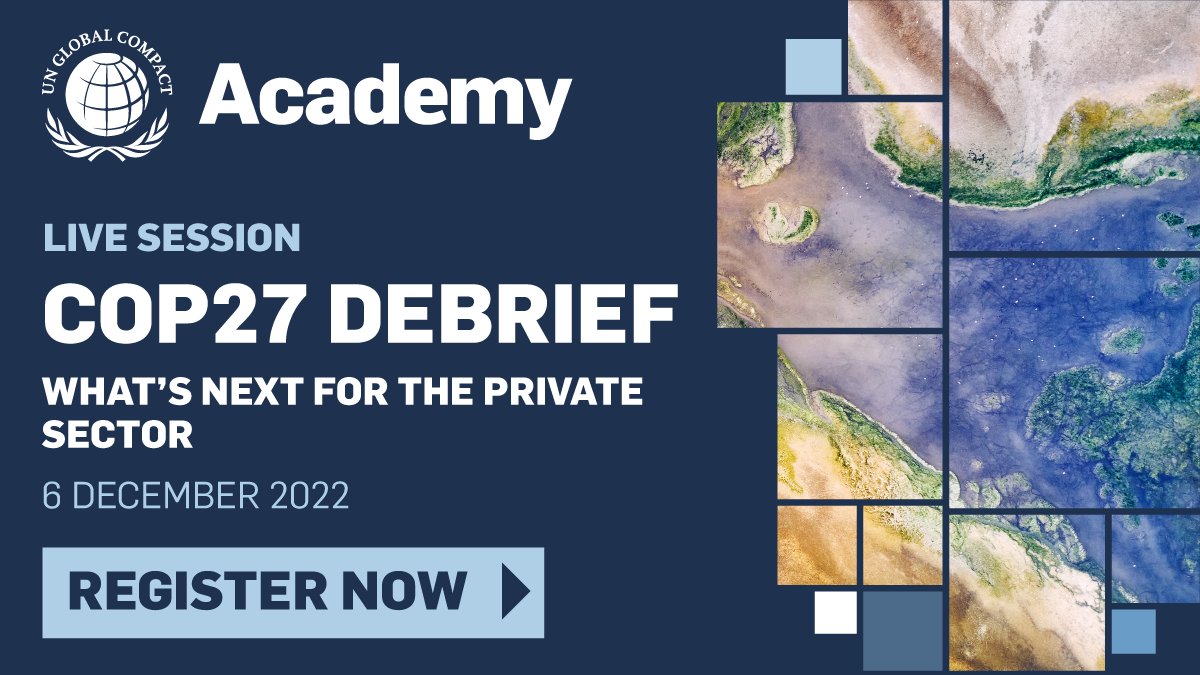 globalcompact's tweet photo. 🌍🌱 It's time to turn commitments into actions for #OurOnlyFuture!

🚨 TMRW: Join our #COP27 Debrief to learn about key priorities for the private sector to drive progress leading up to #COP28 in Dubai. 

Last chance to register! https://t.co/hQxb0Yq8O6

#UnitingBusiness https://t.co/k6pHq66jKI