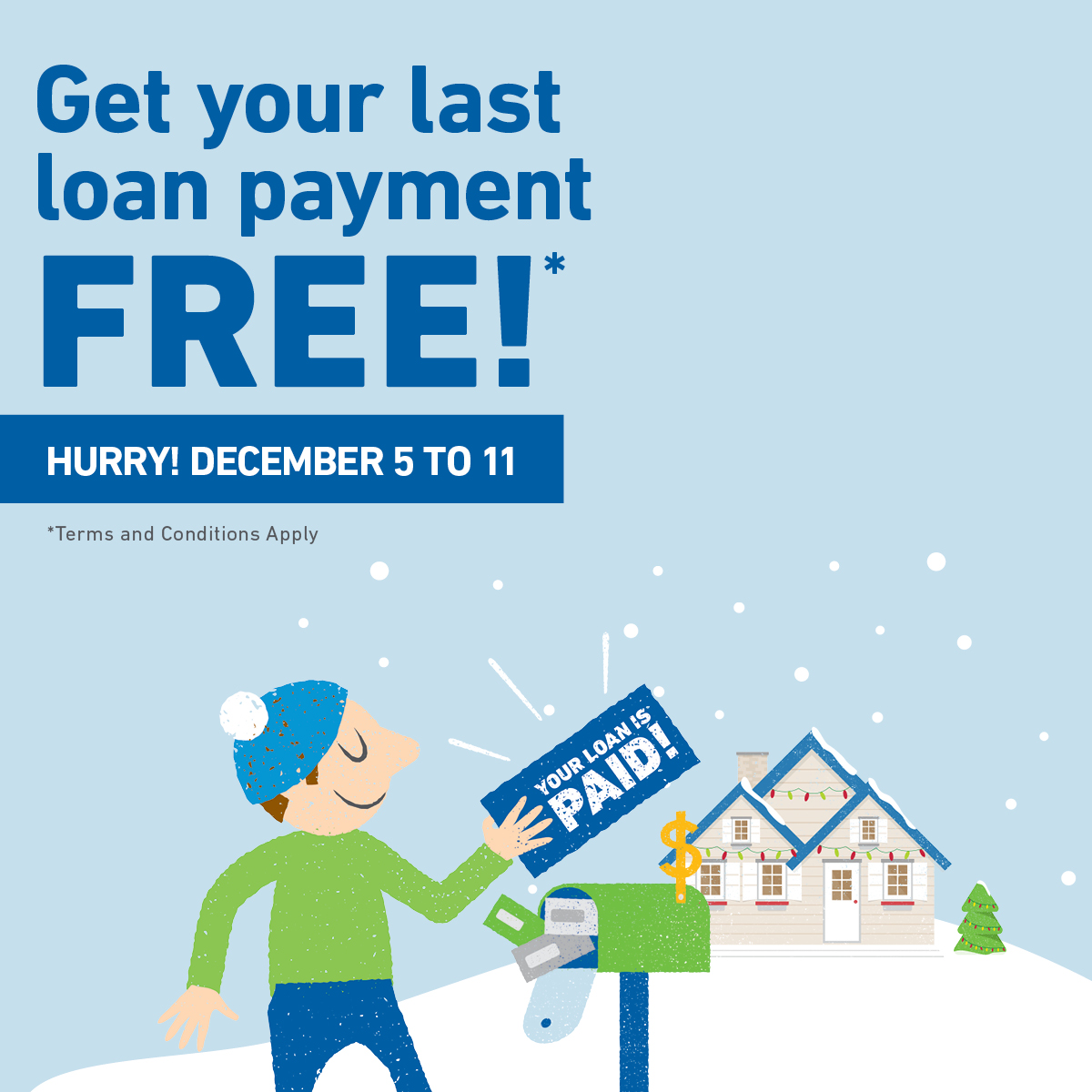_easyfinancial's tweet photo. Get some financial relief this holiday season with your last loan payment #FREE! Hurry - offer valid until December 11th. Conditions apply. Visit our website for more details: https://t.co/3Lu63HEkpw #easyfinancial https://t.co/MkLaWq0nlR