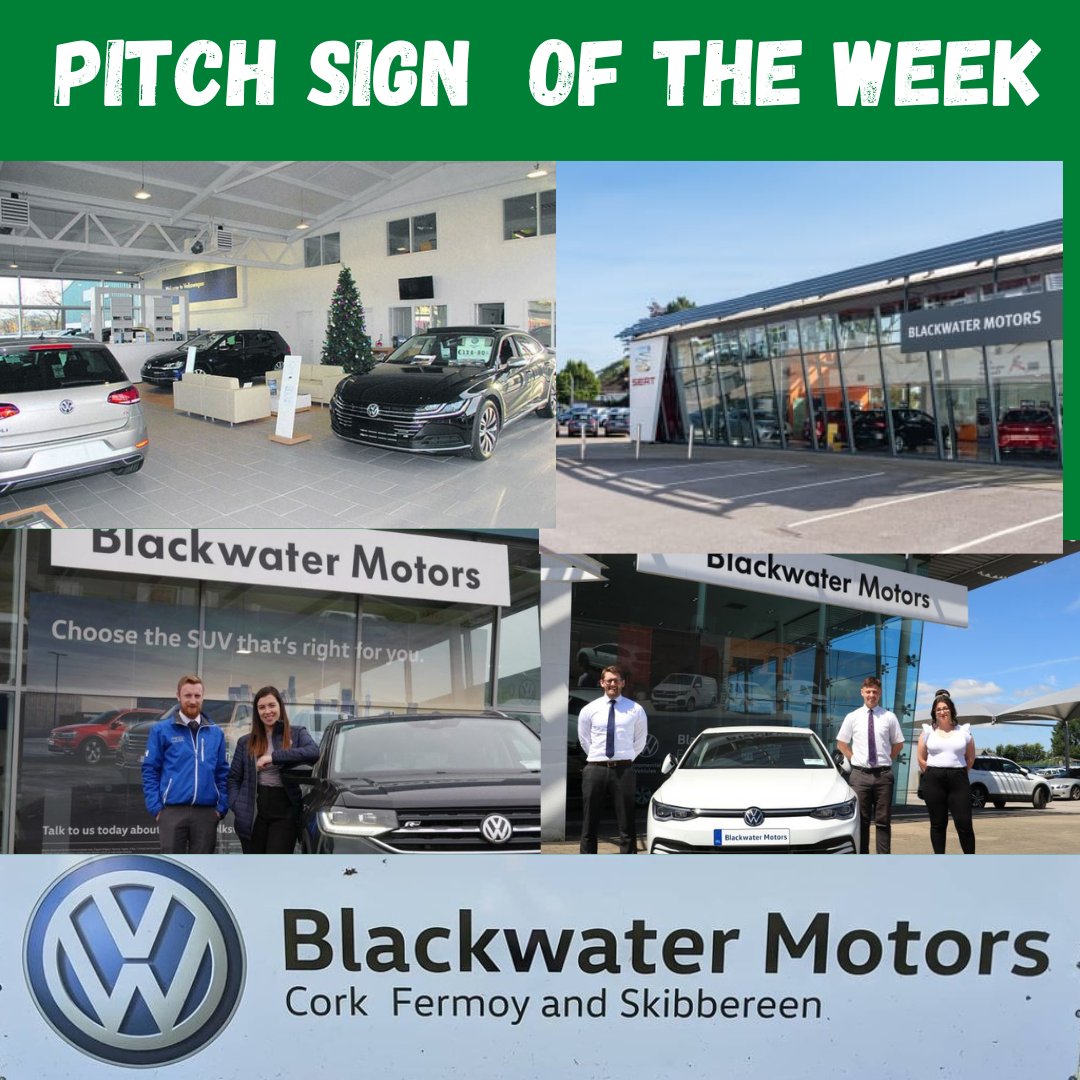 aghabulloguegaa's tweet photo. This week's Pitch Sign comes from Main VW Dealer @BlackwaterMotor  If you're looking to upgrade your car or van give them a shout for a great deal. Check out their website on https://t.co/C0dNFluUqb https://t.co/jJ0w2P6qBF
