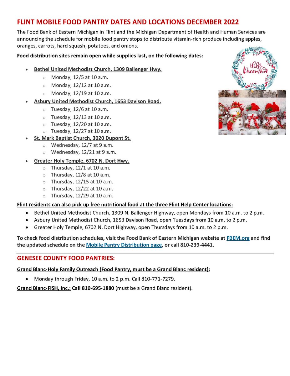 Genesee Health Plan (@geneseehealth) on Twitter photo ๐๐๐๐ก๐ง ๐ ๐ข๐๐๐๐ ๐๐ข๐ข๐ ๐ฃ๐๐ก๐ง๐ฅ๐๐๐ฆ ๐๐ข๐ฅ ๐๐๐๐๐ ๐๐๐ฅ ๐ฎ๐ฌ๐ฎ๐ฎ!
Additional Genesee County Food Pantries can be found at:
ow.ly/oewH50LRoXi
TODAY 10am: Bethel United Methodist
#GeneseeCounty #FlintFoodPantries ๐๐๐๐ก๐ง ๐ ๐ข๐๐๐๐ ๐๐ข๐ข๐ ๐ฃ๐๐ก๐ง๐ฅ๐๐๐ฆ ๐๐ข๐ฅ ๐๐๐๐๐ ๐๐๐ฅ ๐ฎ๐ฌ๐ฎ๐ฎ!
Additional Genesee County Food Pantries can be found at:
ow.ly/oewH50LRoXi
TODAY 10am: Bethel United Methodist
#GeneseeCounty #FlintFoodPantries