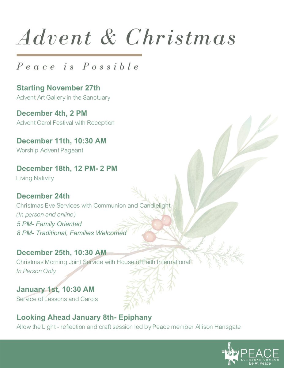PELCAlexandria's tweet photo. Peace is possible. Join us this #Advent  and #Christmas season. 🕊️ https://t.co/l0YlMXHmNd
