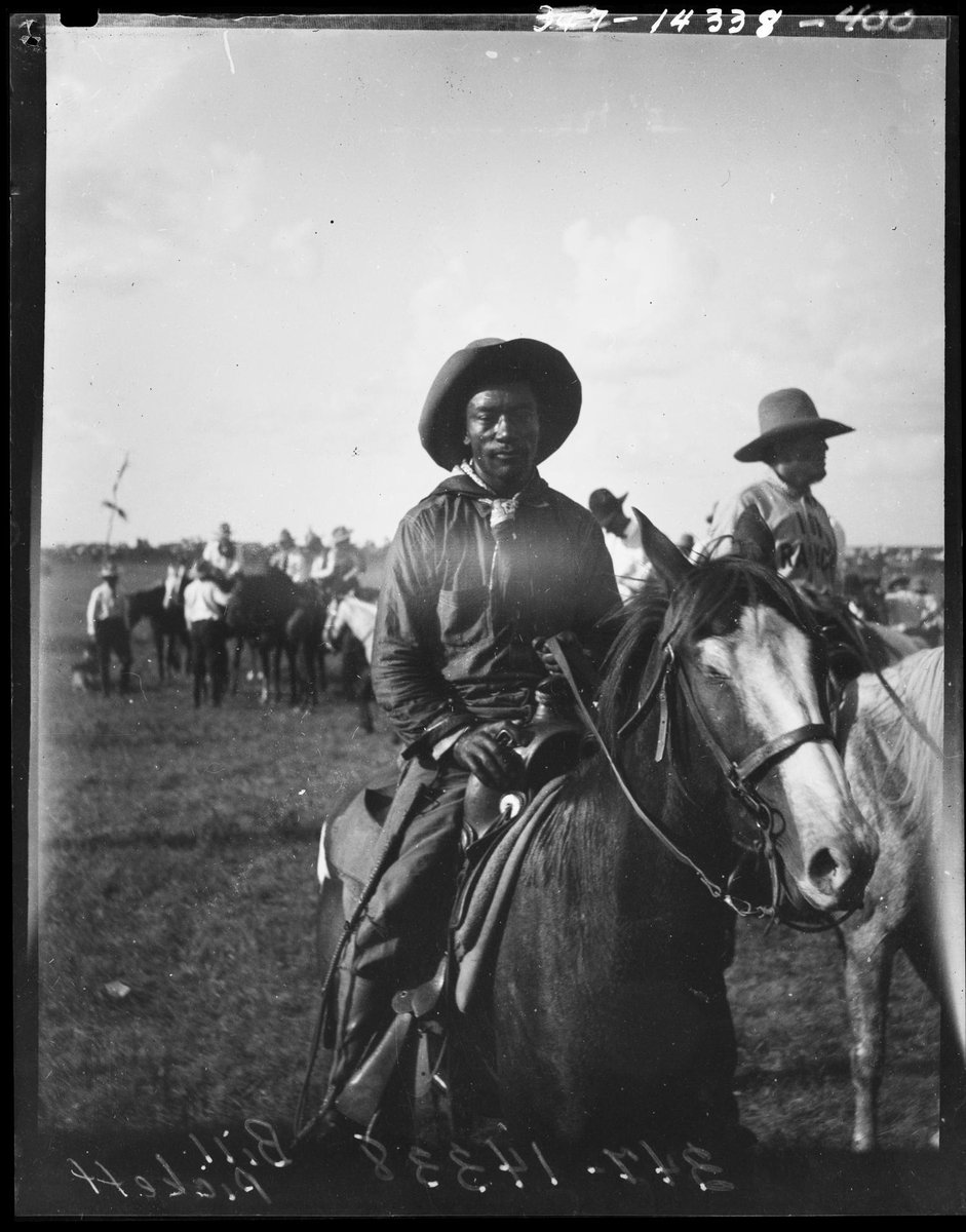 Rodeo cowboy Bill Pickett was born on this day in 1870 in Williamson County. He was the first African American inducted into the National Cowboy Hall of Fame. A prominent statue of Pickett stands at the Fort Worth Stockyards. 📷: @okhistory