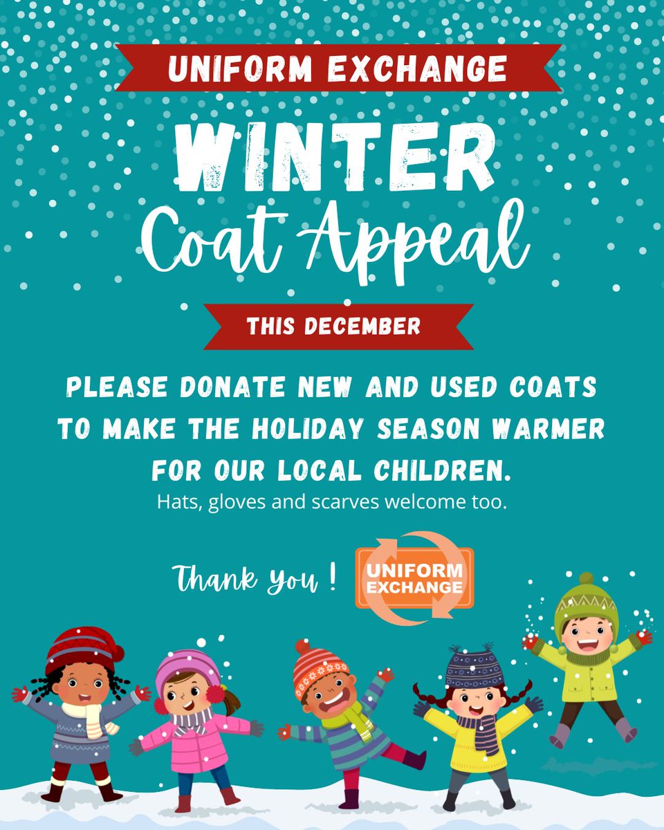 ShelleyFirst's tweet photo. Do you have any winter coats, hats, scarves or gloves that your children have outgrown, that can be donated to @uniformexchang ? Please bring them to the school office before the end of term. Thank You ๐งฅ๐ฅผโป๏ธ๐งค๐
#wintercoatcampaign #uniformexchange #passiton https://t.co/5r7IuUblbw