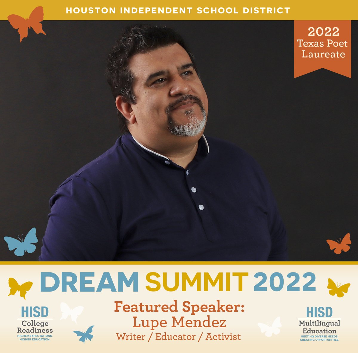 thepoetmendez's tweet photo. [4] On Saturday Dec. 10, I'm teaming w/ @HISD2College Dept + dear friend @college101RJR for the #DreamSummit in support of immigrant students as they build resources for college going lives! 
I'll be providing a writing workshop + a poetry performance for this day long event! https://t.co/rGL1jxCSWz