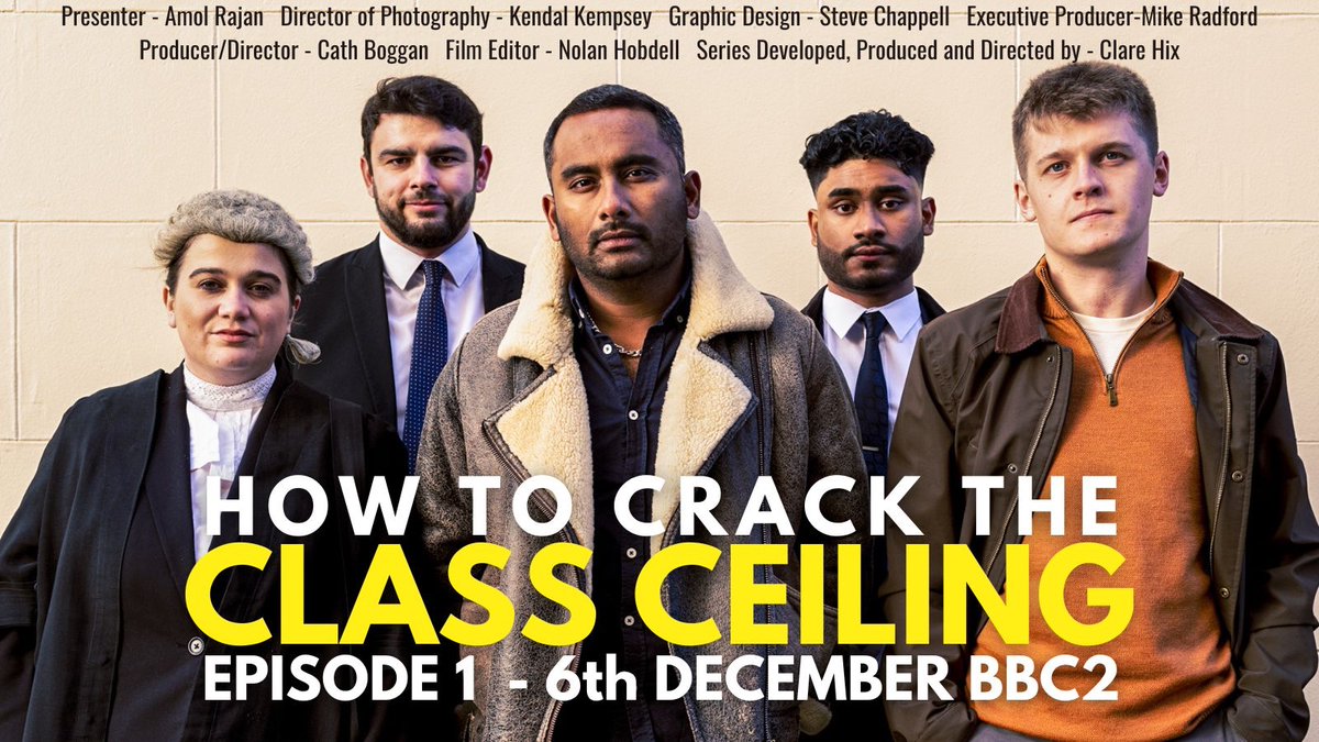 CathBoggan's tweet image. ‘How to Crack the Class Ceiling’ presented by @amolrajan starts tomorrow night.  

Series Produced &amp;amp; Directed by @HixClare and Produced &amp;amp; Directed by me. 

BBC2, 9pm, 6th &amp;amp; 13th December
 
#bbc #howtocracktheclassceiling #amolrajan #documentary #classinequality #socialmobility