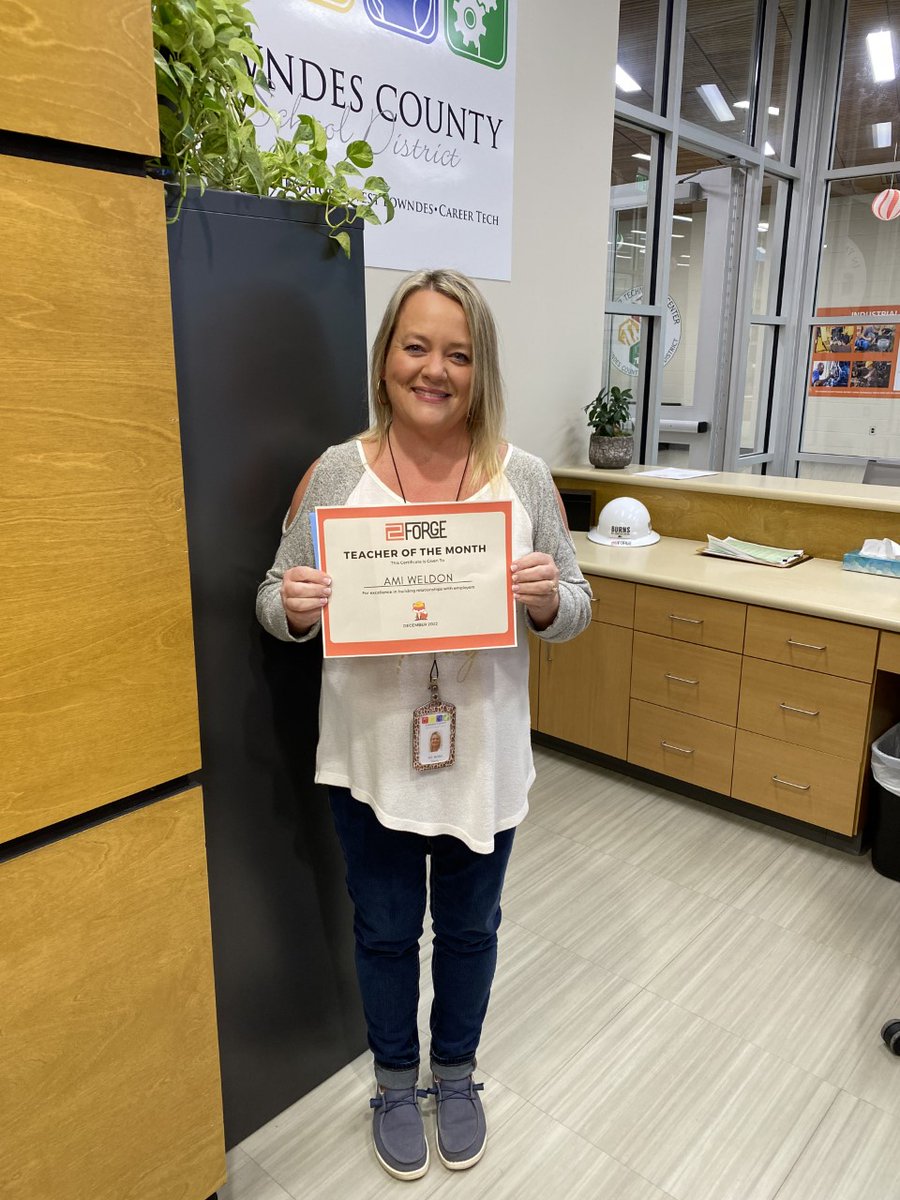 forge_yourpath's tweet photo. Congratulations to Mrs. Ami Weldon for being selected as the FORGE Teacher of the Month for November! 👏👏👏

#makingtradescoolagain #forgeyourpath #thefutureisinyourHANDS https://t.co/UK56KTtVQH