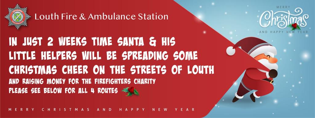 LouthFire's tweet photo. Santa is coming ! The routes are now set, so save the dates and come and see Santa and his little helpers spread festive cheer! 
The routes and dates are outlined below, we can't wait to see you. 🎅🚒🎄 https://t.co/VHuvviMJRr