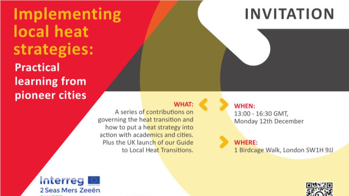 Interested in how your town or city could work towards its own strategy for decarbonising #Heating in homes and community buildings? Join us in London or online on Mon Dec 12th. Online sign up: tinyurl.com/3amhw9s3 London sign up: tinyurl.com/yxztb5mt