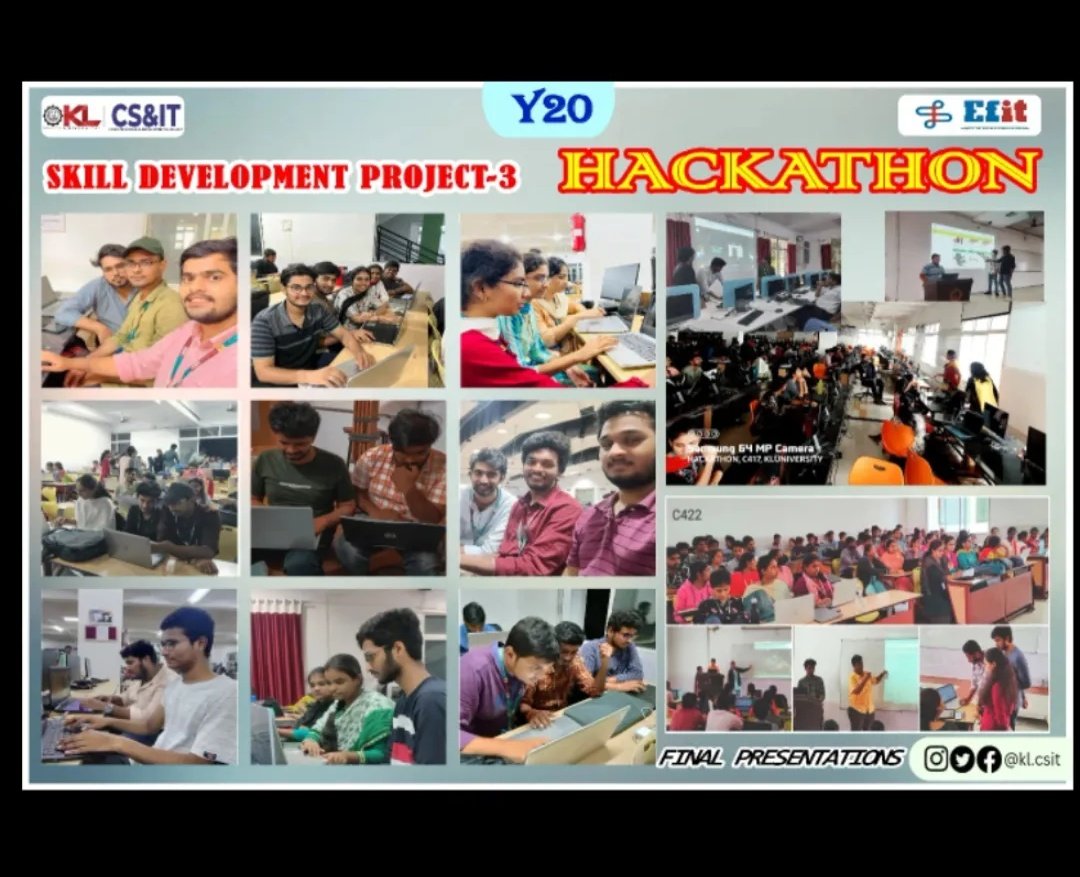 klcsit's tweet photo. Y20 batch SDP-3 HACKATHON on 3rd and 4th December 2022 during their working time and during final presentations
Good luck for their upcoming projects
#klcsit #csit #efit #klefit #kluniversity #klu #kluniversity #hackathon #skill #skilldevelopment #skilldevelopmentproject https://t.co/6ksVw9OI8P