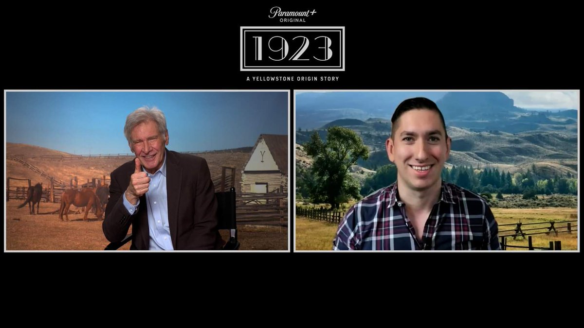 JonBackstageOL's tweet photo. It was an honor to sit down with screen legend Harrison Ford this weekend to talk about the @Yellowstone prequel #1923.

Interview coming December 14 to @BackstageOL @FOX26Houston @CW33 and @1061KISSFMDFW! https://t.co/C34i83gRjC