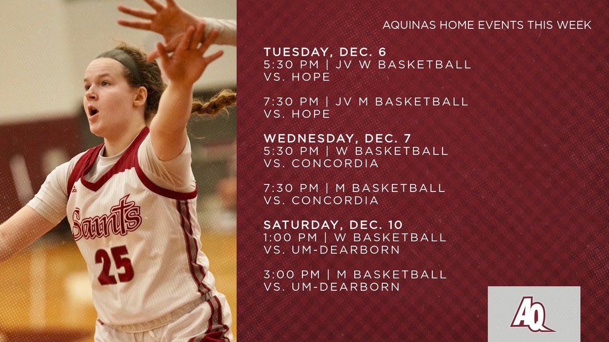 AQSaints's tweet photo. The Coach Bo Court is going to be busy this week with six home basketball games coming up. Come out and support your Saints! 

#SaintsMarchOn https://t.co/9vIUf42XeP