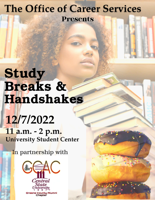 MarauderCCED's tweet photo. Marauders take a study break from finals this Wednesday from 11am -2pm as Career Services will be handing out doughnuts. Let's Finish the semester STRONG! @dangelotaylor @DOSatCSU @CSULife1887 @GO_MARAUDERS @CentralHonors @CSUSGA1887 @csugcac1887 https://t.co/MBlivC7rpr