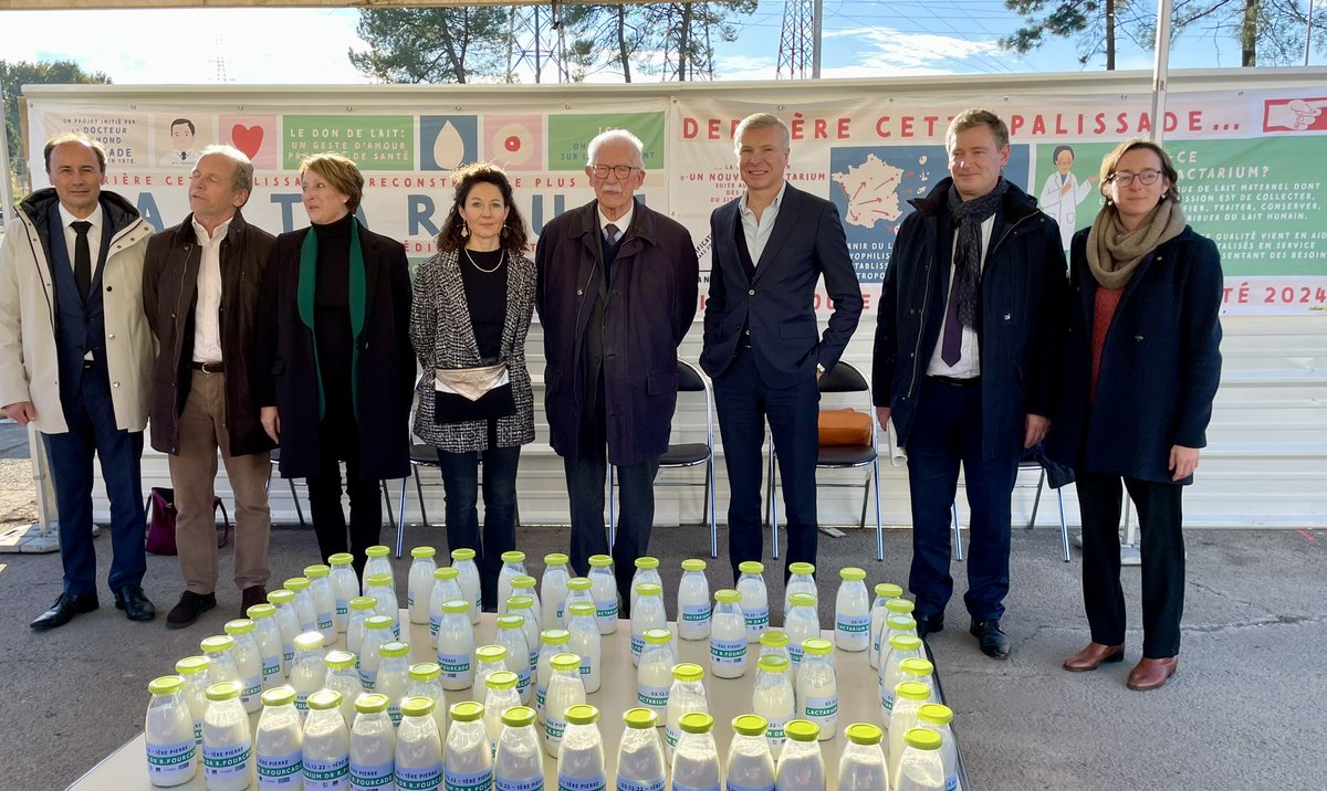 Pose de la 1ère pierre du nouveau lactarium du <a href="/CHUBordeaux/">CHU de Bordeaux</a> en présence de l’ancien ministre Jean-Pierre Fourcade 👶 Le seul lactarium qui produit du lait maternel lyophilisé pour les bébés prématurés 🙏 <a href="/sabinefourcade/">Sabine Fourcade</a> @GrenierNicolas7 <a href="/ARS_NAquit/">ARS Nouvelle-Aquitaine</a> <a href="/Sante_Gouv/">Ministère de la Santé et de l'Accès aux soins</a> <a href="/laFHF/">FHF</a>