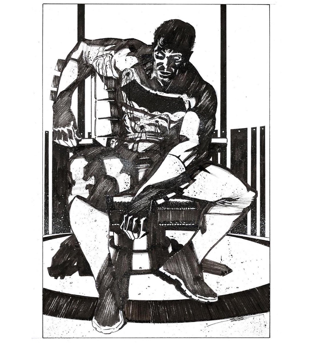 Day 5 of #31daysofdarkknights was #injury 
Is there anything cooler than an exhausted and super tired #brucewayne in the #batcave #batman #darkknight #ink #inks #inking #artwork #art #comics #comicart