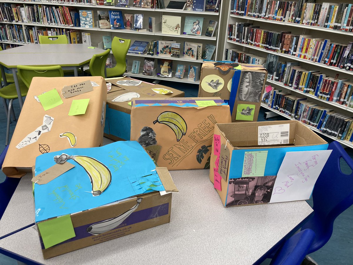 StNiniansLib's tweet photo. Great #moodboxes from S3 based on their class reader ~The One and Only Ivan by @kaaauthor https://t.co/5347rkrza6