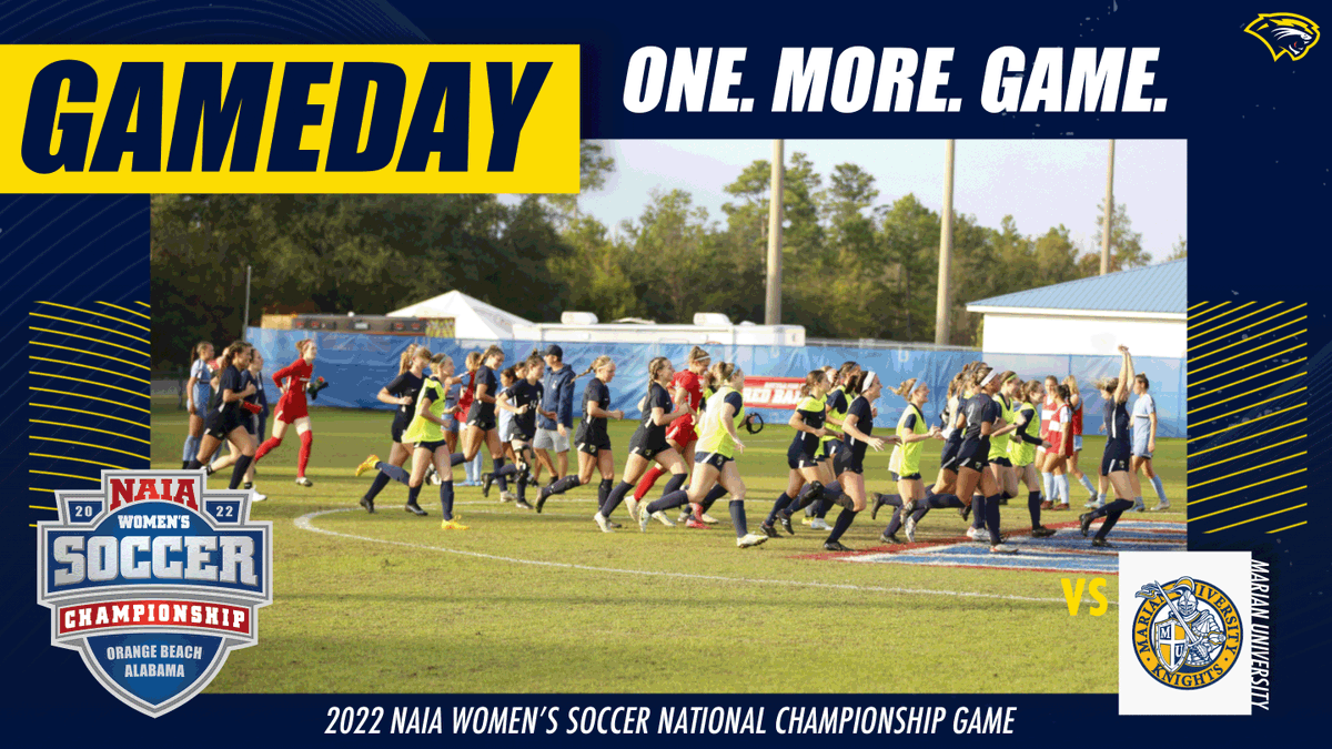⚽️ | 𝗢𝗡𝗘. 𝗠𝗢𝗥𝗘. 𝗚𝗔𝗠𝗘.
𝗡𝗔𝗜𝗔 𝗡𝗔𝗧𝗜𝗢𝗡𝗔𝗟 𝗖𝗛𝗔𝗠𝗣𝗜𝗢𝗡𝗦𝗛𝗜𝗣 

🆚 (2) Marian
⏰ 2:00 pm ET | 1:00 pm CT
📍 Orange Beach, AL
📊 naiastats.prestosports.com/sports/wsoc/20…
📺 portal.stretchinternet.com/naia/
📺ESPN3 :
espn.com/watch/player/_…

#SAUCougars | 
<a href="/SAUCougarsWSOC/">SAU Women's Soccer</a>