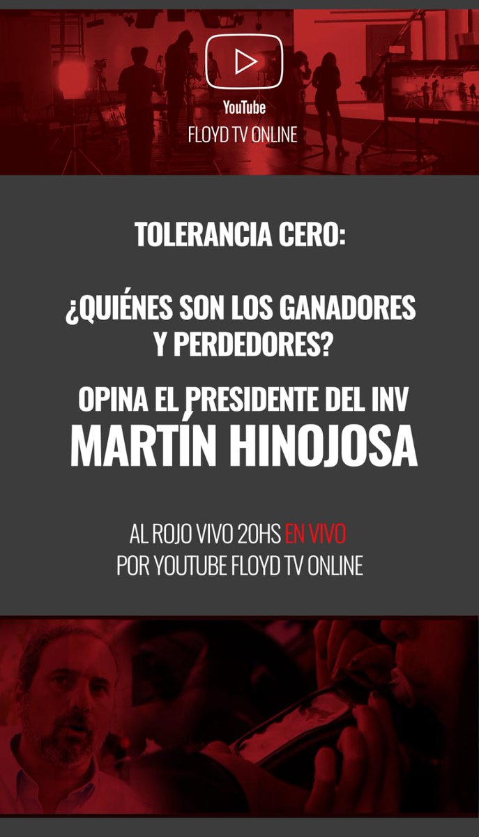 Nos visitan hoy, en 𝑨𝒍 𝑹𝒐𝒋𝒐 𝑽𝒊𝒗𝒐, el intendente de Luján, 𝗦𝗲𝗯𝗮𝘀𝘁𝗶𝗮́𝗻 𝗕𝗿𝗮𝗴𝗮𝗴𝗻𝗼𝗹𝗼 y el presidente del INV, 𝗠𝗮𝗿𝘁𝗶́𝗻 𝗛𝗶𝗻𝗼𝗷𝗼𝘀𝗮. 
Desde las 20, por el YouTube de <a href="/floydtvonline/">FLOYDTVONLINE</a>
<a href="/SebaBragagnolo/">Sebastián Bragagnolo</a> <a href="/MHinojosaMza/">Martín Hinojosa</a> <a href="/INVArgentina/">INV</a> <a href="/MuniLujanDeCuyo/">Luján de Cuyo</a>