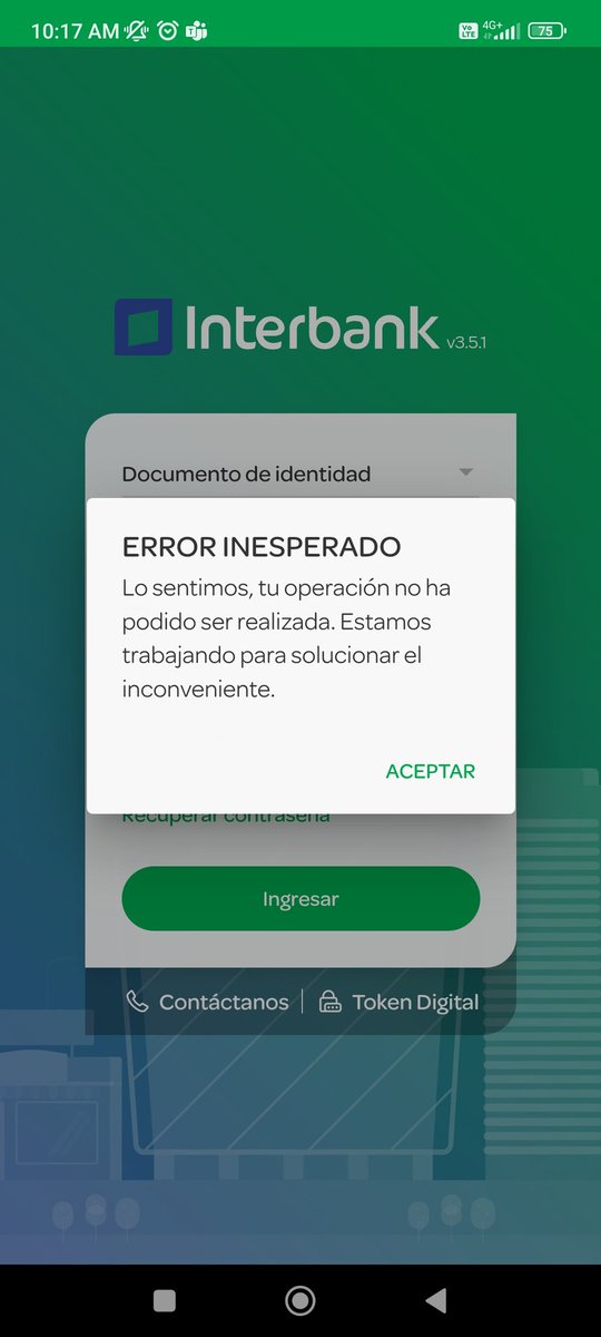 RenzoHurtado's tweet photo. @interbank @cath_bur Esta fallando el ingreso a la app. https://t.co/QPGSl0Xtbf
