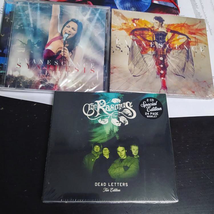 MyToucheBlog's tweet photo. Can’t wait to hold these beauties in my hands - thank you #metommusic🤘🏻💙🔥 #evanescence #therasmus #synthesis #deadletters #cdlover #musicblog #metalblogger https://t.co/aAflVQN7e6