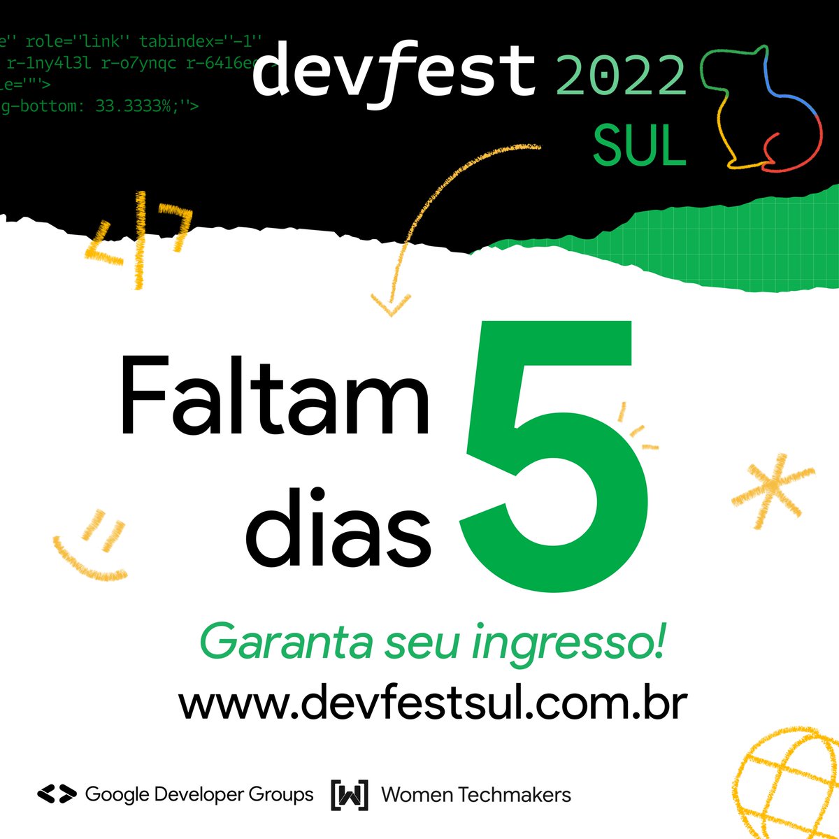 devfestsul's tweet photo. Entramos na reta final! 😱
O #DevFestSul2022 vai acontecer no próximo sábado (10/12), você já comprou seu ingresso? Se eu fosse você, não deixava para a última hora, o lote pode virar! Garanta já sua presença nesse evento que vai ser sensacional! Acesse https://t.co/2dN2N2yOY7 💚 https://t.co/jibJpNKwPw