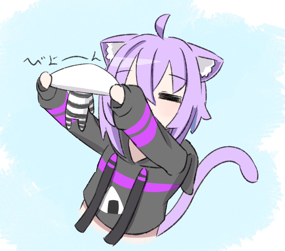 nekomata okayu animal ears cat ears 1girl cat tail tail ahoge purple hair  illustration images