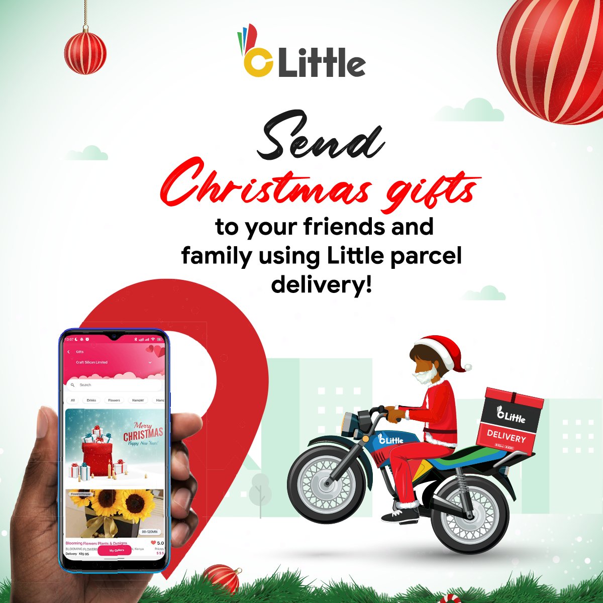 LittleAppKenya's tweet photo. Festive seasons are all about the spirit of gifting. We've your gifting experience as smooth and easy as possible. Send your Christmas gifts to friends and family using Little parcel delivery only on the Little App! 

#xmas2022 #trulykenyan #boxingday #parcel #littleapp https://t.co/7eFxYaaDkY