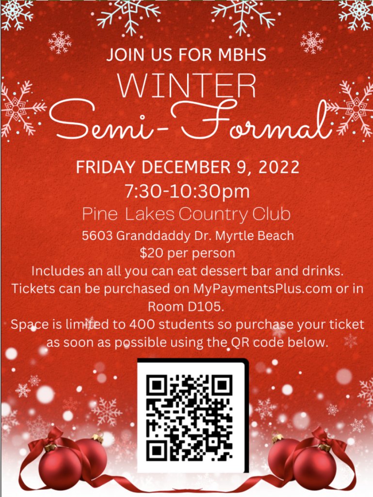 Winter Semi-Formal tickets are on sale! There are limited tickets available, so get your ticket now!