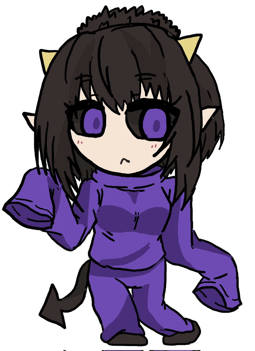 1girl solo tail horns pointy ears chibi demon tail  illustration images
