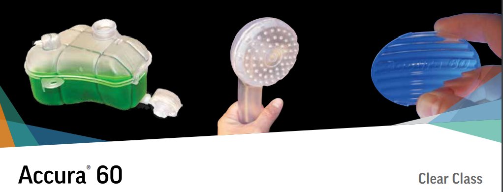 #MaterialsMonday
SLA Material: clear plastic for quickly producing strong &amp; rigid parts
- Great for Investment Casting patterns
- headlights, bottles, and transparent assemblies 

 Start Quote:  ow.ly/H2cN50LVfyN

Learn More about Accura 60:
protocam.com/wp-content/upl…