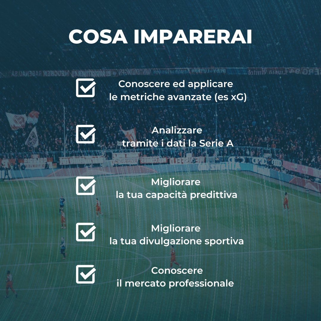 toni_Gagliardi's tweet photo. Sabato 10 dicembre, masterclass con @soccerment e @sicssport e con la partecipazione di Stefano Borghi.
Per allenatori, analisti, giornalisti una giornata per conoscere meglio la Data Analytcs!
Ci sarà anche una nuova metrica difensiva!
https://t.co/twSGHYMOp1 https://t.co/EDAONQoLXY