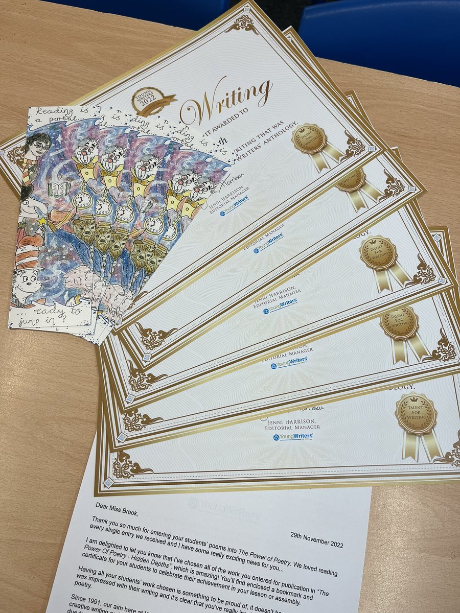 CVcreativewrite's tweet photo. Amazing achievement for our Young Writers who attend Creative Writing club. All 5 entries have been published in the Power of Poetry competition. Can’t wait to celebrate their success in assembly! ⭐️🌟✍️ #RITA @ColneValleyHigh @YoungWritersCW https://t.co/EPOYxkvNIN