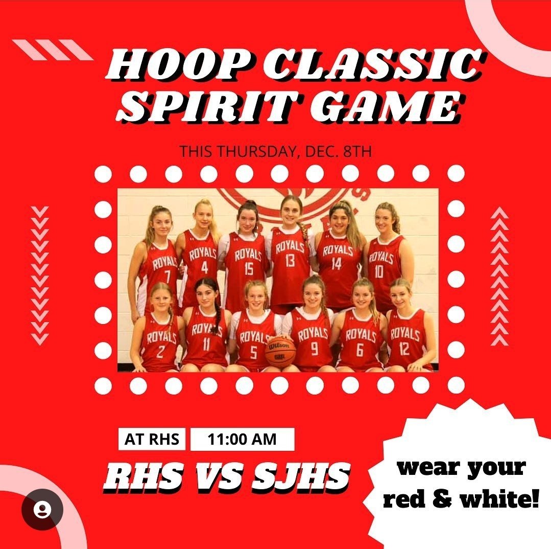 riverview_high's tweet photo. Hoop Classic Spirit Game Thursday December 8th @ 11AM RHS vs SJHS https://t.co/5du7Z9D9TD