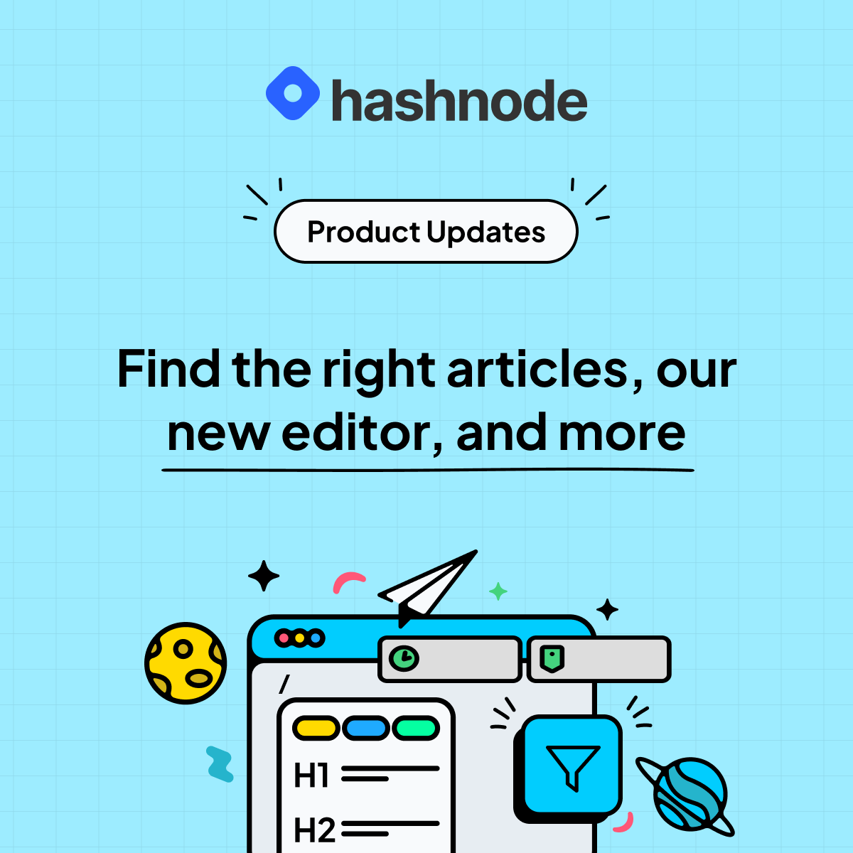 hashnode's tweet image. What we&apos;ve been up to the last month:

Launching Neptune, the new editor ✍️
Adding more filters in the feed (Read time &amp;amp; tags) 🔎
Creating support for custom widgets on draft previews, and more 📝

Check the details ~ Looking forward to your feedback! 👇

townhall.hashnode.com/whats-new-at-h…