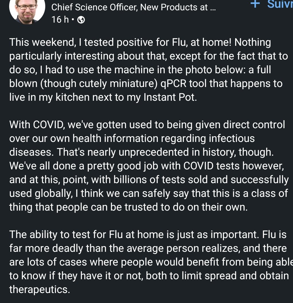 Larry64450205's tweet photo. #ncyt #alnov #novacyt
A nice LinkedIn post by the Chief Science Officier for New products at Amazon, using the #MygoMini and testing himself for flu in his kitchen.
๐๐๐
https://t.co/51XiHvt51t https://t.co/y1kDcHmN9j