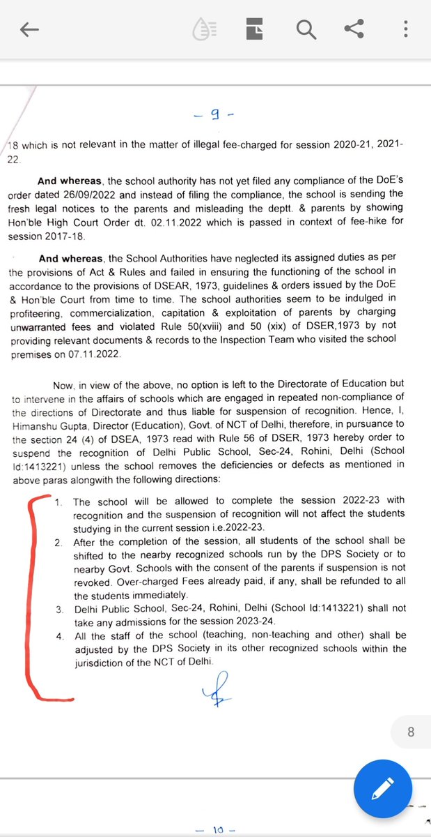 DPSRParents2022's tweet image. @gupta_iitdelhi @Dir_Education @DCPCR @AnuragKunduAK @RanjanaPrasad8 @RikhilGarg @JaiUpkar
DOE ने अंतत अभिभावकों की व्यथा और परेशानी को समझते हुए derecognization की प्रकिया को परिणाम स्वरूप अपना एक्शन ले ही लिया, हार्दिक धन्यवाद।इसमें रिखिल जी,DCPCR का सपोर्ट अविस्मरणीय है।