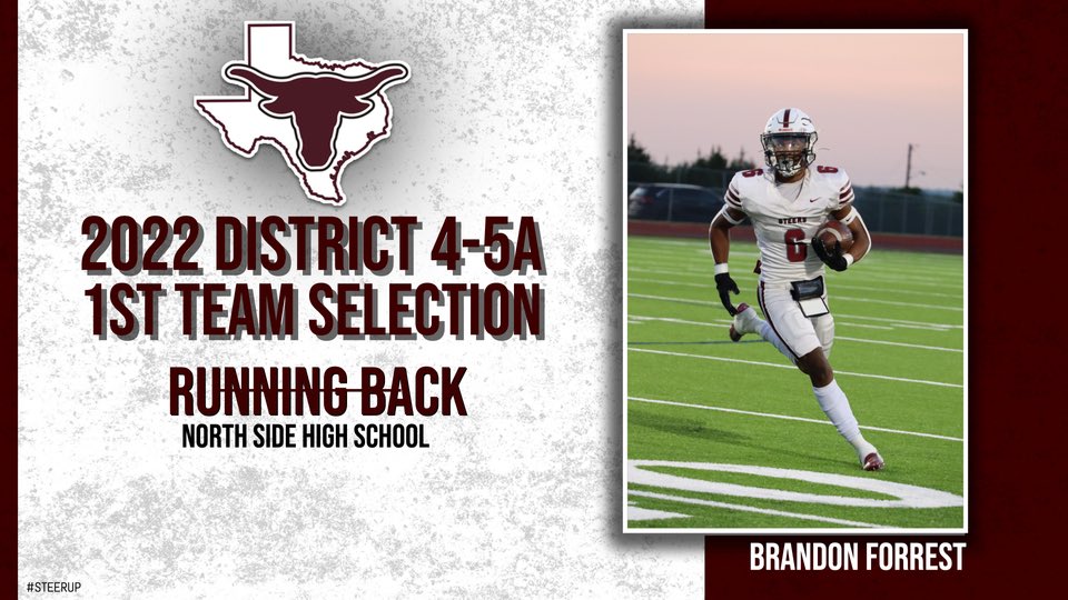 North Side Football (@nssteerfootball) on Twitter photo 2x District 4-5A 1st Team Running Back… <a href="/BrandonBForrest/">Brandon “BB” Forrest ➏</a>
10 Games:
1,246 Rushing Yards, 6.6 Avg, 20 TDs
115 Rec Yards, 1 TD
450 Return Yards, 1 TD
3.377 GPA
hudl.com/v/2JrG2z 2x District 4-5A 1st Team Running Back… <a href="/BrandonBForrest/">Brandon “BB” Forrest ➏</a>
10 Games:
1,246 Rushing Yards, 6.6 Avg, 20 TDs
115 Rec Yards, 1 TD
450 Return Yards, 1 TD
3.377 GPA
hudl.com/v/2JrG2z