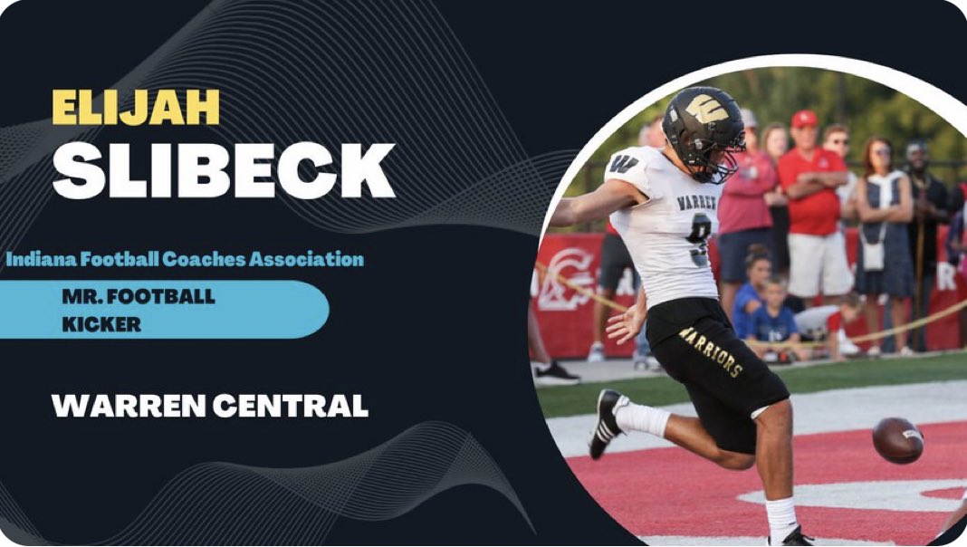 ESlibeck's tweet photo. Blessed to receive the Mr. Football Kicker award for Indiana!  @mikekirschner1 @CoachWellmann44 @WarriorNation_2 @WARRENCENTRALFB @KohlsKicking https://t.co/Mo4kClaHWj