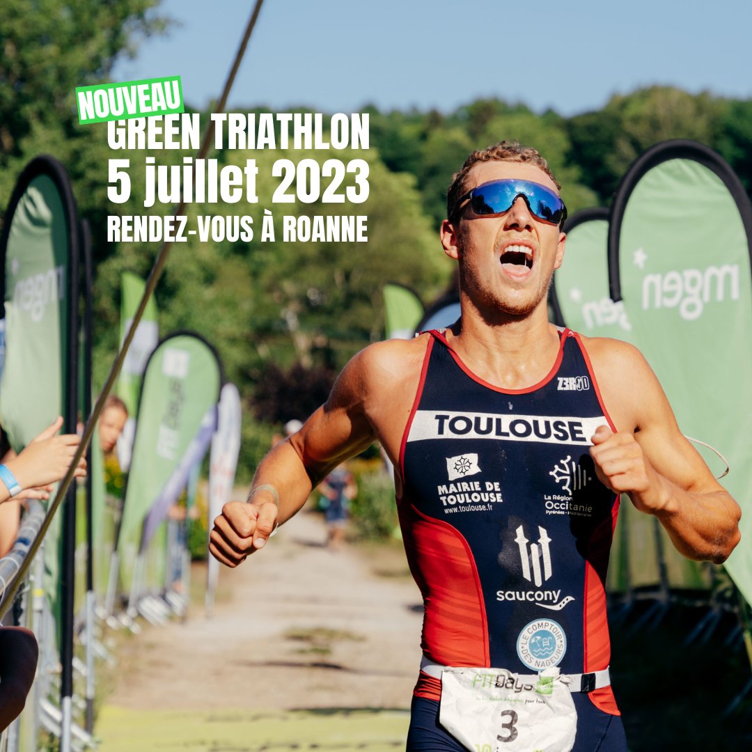 👉🏼 GREEN TRIATHLON XS - ROANNE 5 JUILLET 2023

Parcours fermé à la circulation, Drafting autorisé, Faites le spectacle comme les élites ! 😍

Relevez le défi et tentez d'enchainer 310m natation + 8,4kms vélo + 2,1kms course en moins de 33 minutes !

fitdays.fr/news.html