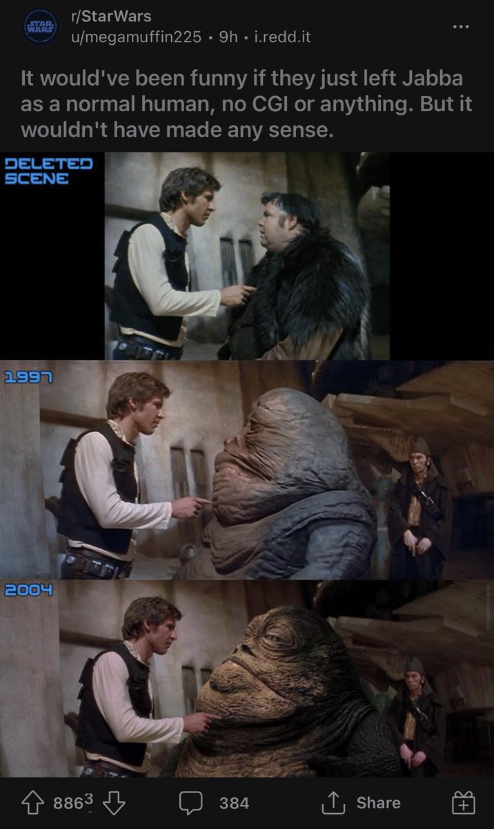 StarWarsVisComp's tweet image. Hey look, we’re trending on Reddit! What’s that, someone cropped off our credit, so all the great interactions happening don’t benefit us or #ReleaseTheOriginalTrilogy in any way? Cool!