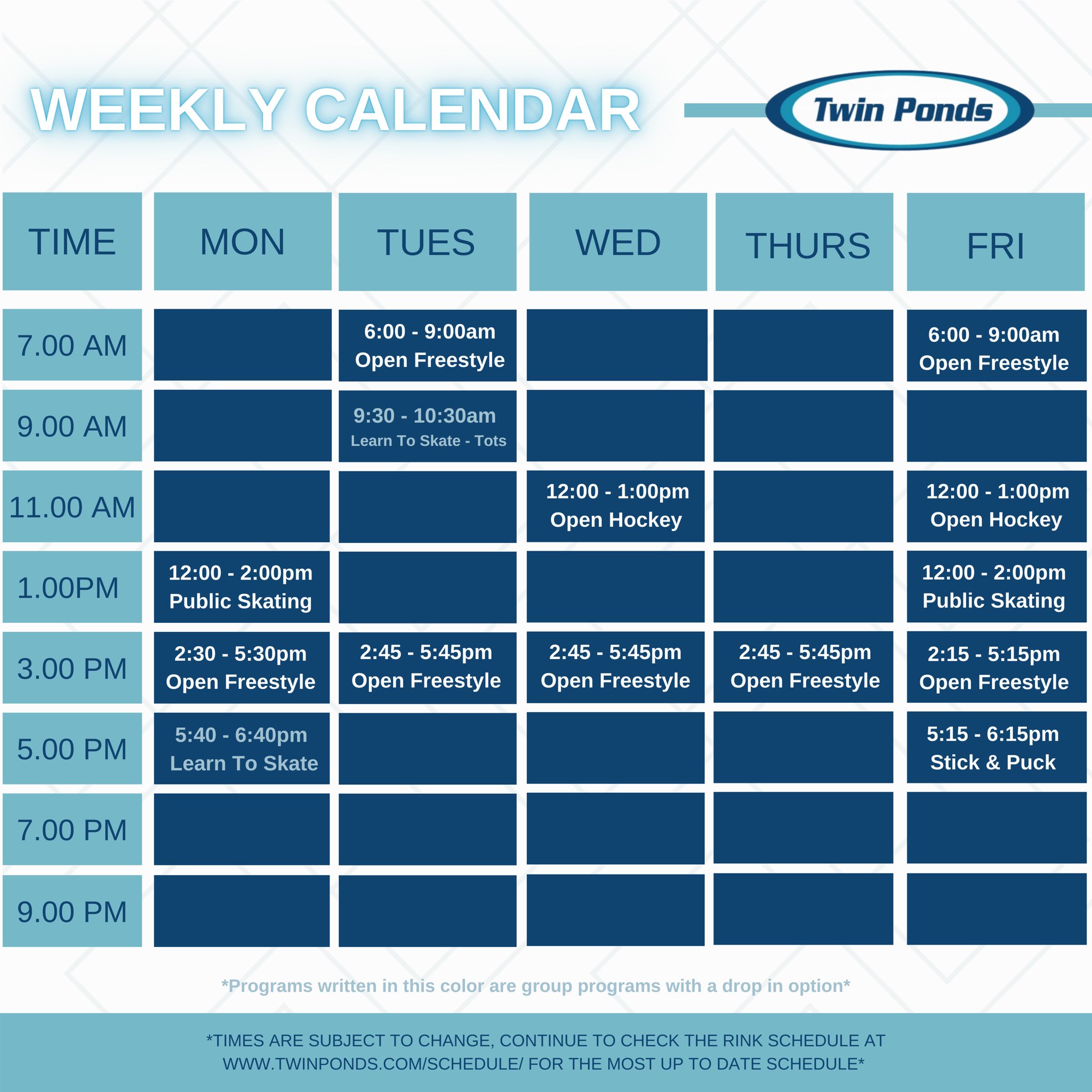 Twin Ponds on Twitter "Quick look into what’s happening at the rink