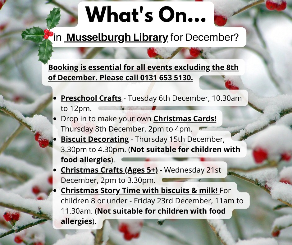 eastlothianlibs's tweet photo. Have you visited this magical winter wonderland at #MusselburghLibrary yet?? 😍🥰⛄️❄️🎅🎄
They have lots of great activities & crafts coming up...but you only have until 8th Dec to book your place! 👍🙌
#lovelibraries #christmasatthelibrary https://t.co/kCvO2WE2d1