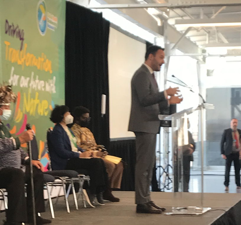 GYBN_CBD's tweet photo. "We have as a government an obligation to listen to your voices. And if we ever forget it, we count on you to remind us."

- Minister @lacombemathieu of @GouvQc highlights the need to listen to youth voices at the Youth Summit ahed of #COP15.

 #YouthAtCOP15 #StopTheSame https://t.co/sX6x8bvY3e