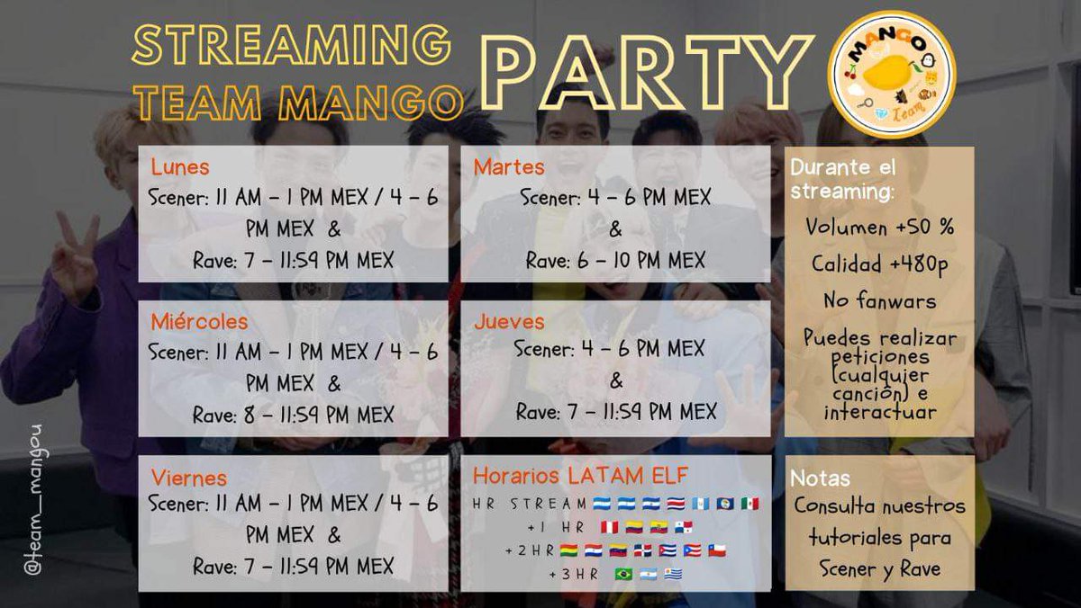 team_mangou's tweet photo. ¡ELF, el streaming continúa! En @team_mangou abriremos salas TODOS LOS DÍAS en el siguiente horario. Esperamos tu participación, no olvides consultar nuestros tutoriales para realizar streaming correctamente

📍Consulta los links y tutoriales en el 🧵.

#LoSiento_100M
#슈퍼주니어 https://t.co/b0Qq2D8nDo