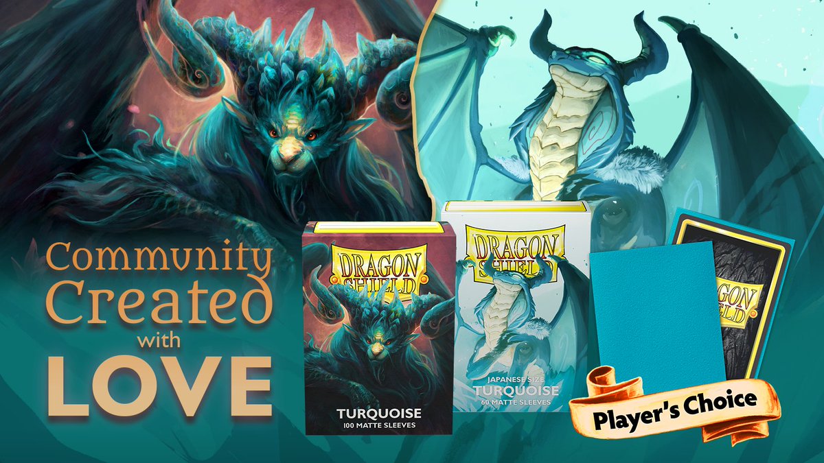 New Matte Turquoise, a color chosen by the community, is finally here! (std &amp; JP size)

Back in spring, you voted on our next Player's Choice sleeve color and chose Turquoise. Now it's here!

Giveaway: Win 3 packs! RT to enter.

Follow/enable DMs so we can contact you if you win.
