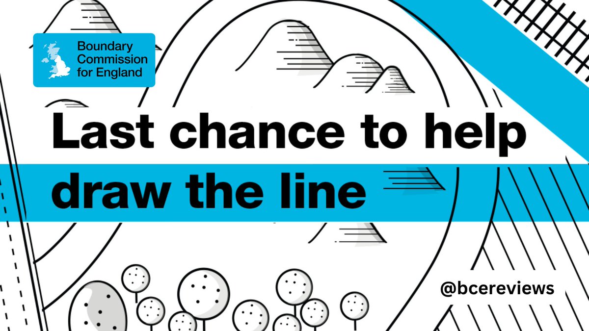 ⏰Don't miss your final chance to help the Boundary Commission for England reshape the current constituency map and rebalance elector numbers. Our final consultation ends at midnight tonight - view the revised proposals now and have your say at bcereviews.org.uk.