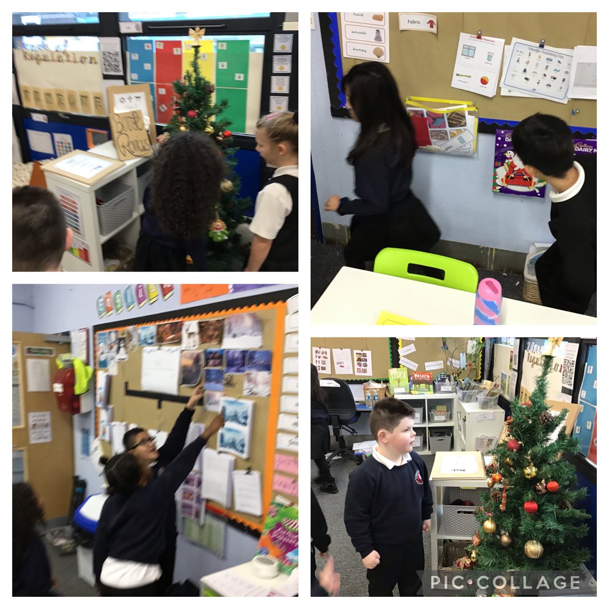 BartonCloughY2's tweet photo. We have extensively explored our own classroom today. Firstly, to identify festive features, such as our tree and advent calendars which link to our English topic. Secondly, we spotted 3D shapes, like spheres and cuboids on the tree!
#maths
#english
#3Dshape
#festivewriting https://t.co/92V14eNsHi