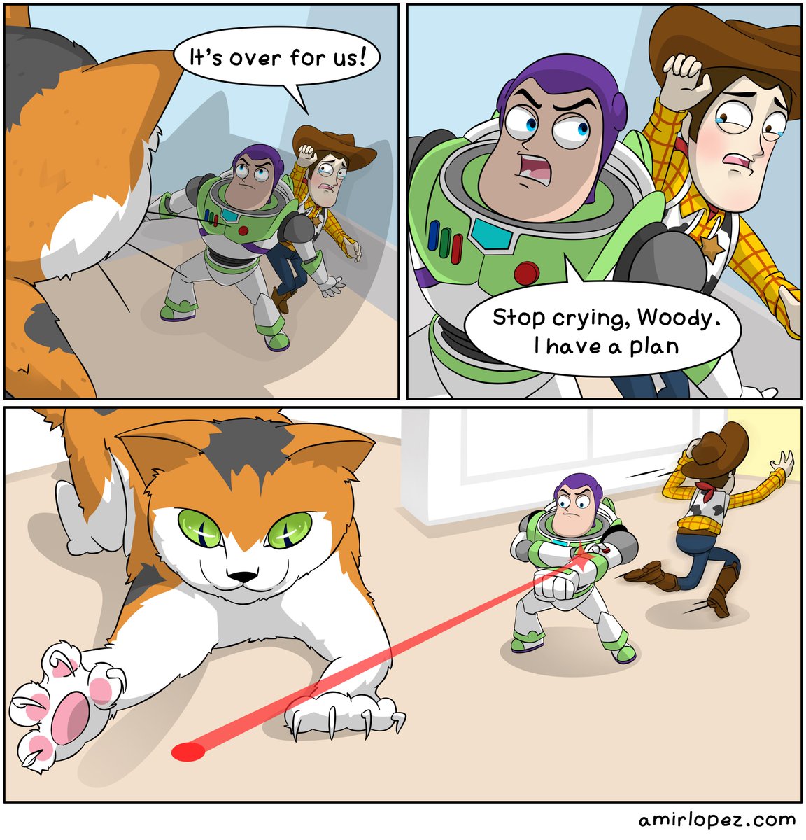 To infinity and beyond! 🚀 @amirlopezcomics #catfluence #catcomics #catart #buzzlightyear #toystory #toinfinityandbeyond #cats